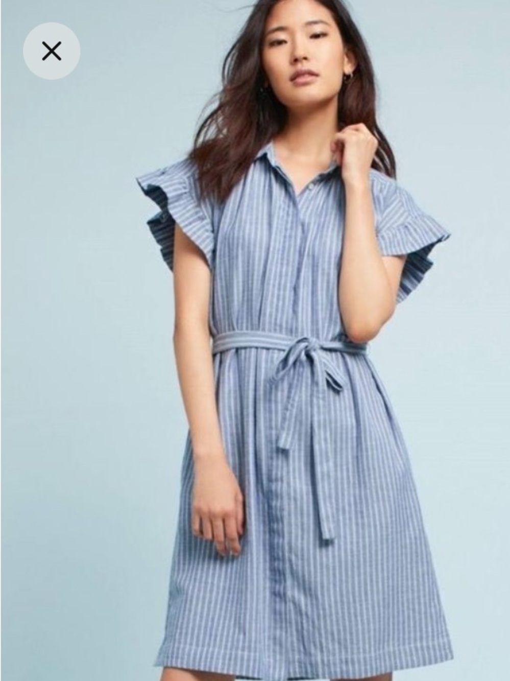 Isabelle Sinclair size medium blue &white short sleeve button down dress GUC